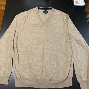 Light brown melange V-neck sweater